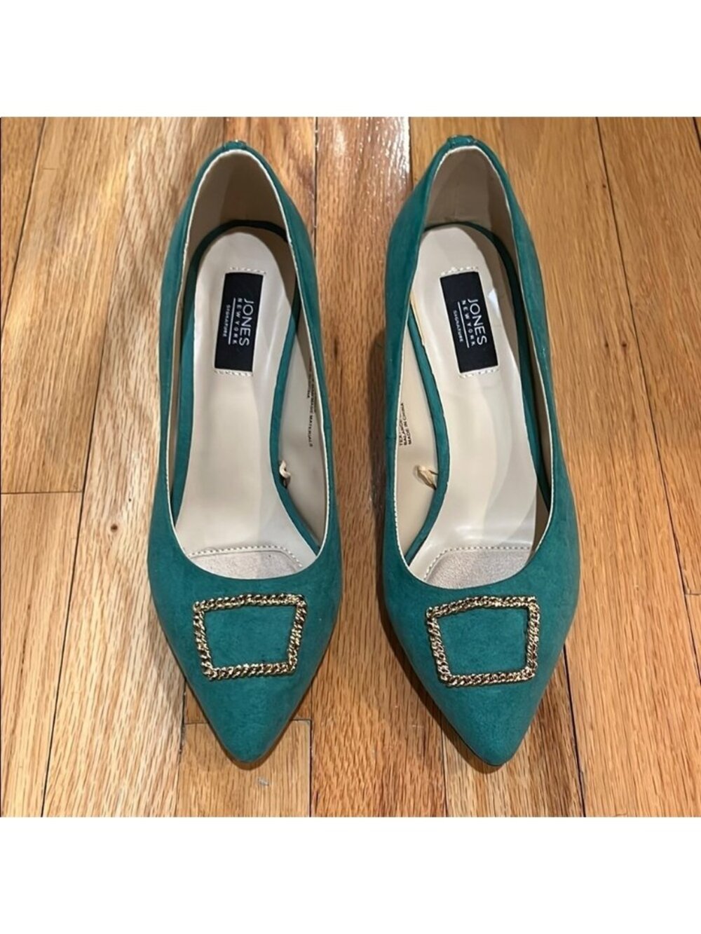 Jones New York Green Heels with Gold Buckle